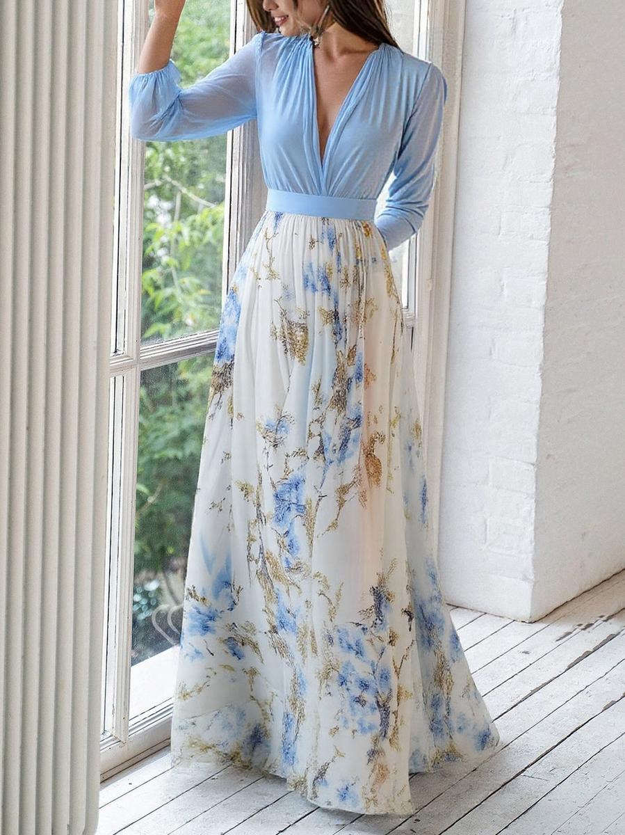 Elegantes Blumenmuster Maxikleid für Hochzeitsgäste im Herbst (3)