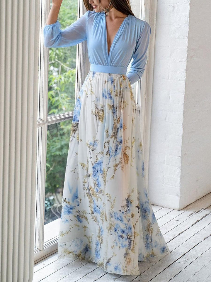 Elegantes Blumenmuster Maxikleid für Hochzeitsgäste im Herbst (3)