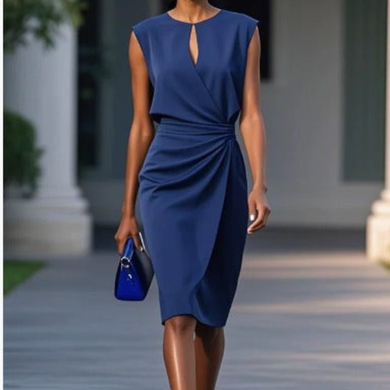 Elegantes Damen Cocktailkleid für Hochzeitsgäste in Dunkelblau