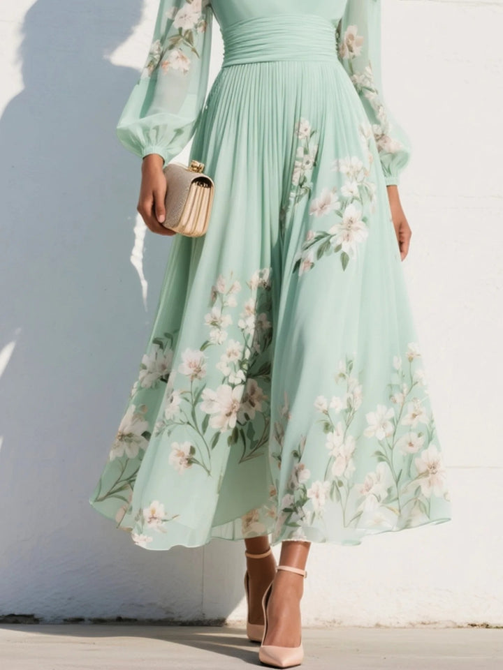 Elegantes Damen Hochzeitsgast-Midikleid mit Blumenmuster (5)