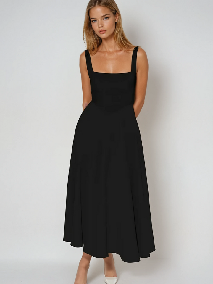 Elegantes Damen Midikleid für den Herbst in Schwarz