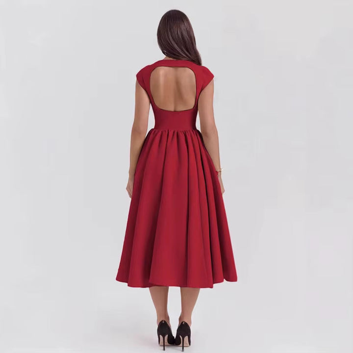 Elegantes Damen Midikleid mit Kapselärmel für Hochzeitsgäste und festliche Anlässe (7)