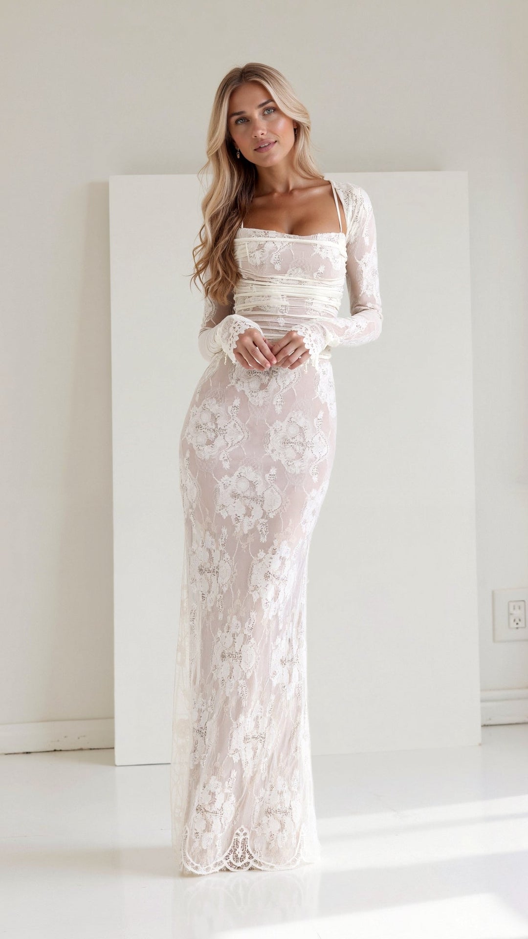 Elegantes Damen Spitzen-Maxikleid für Hochzeitsgäste