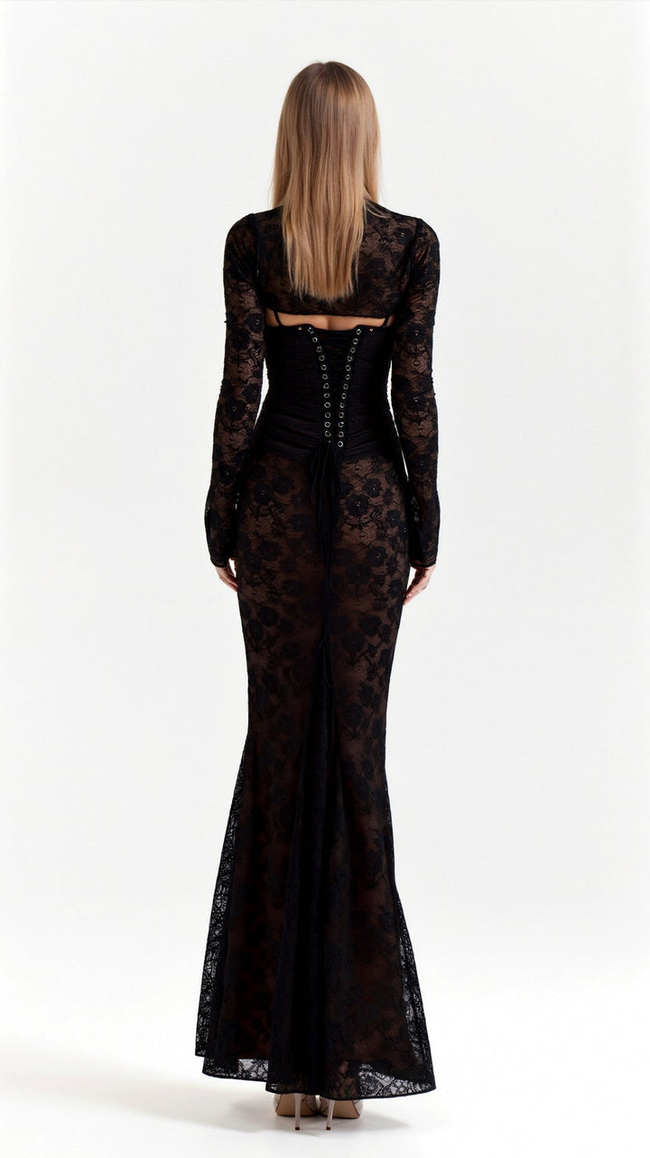 Elegantes Damen Spitzen-Maxikleid für Hochzeitsgäste (5)