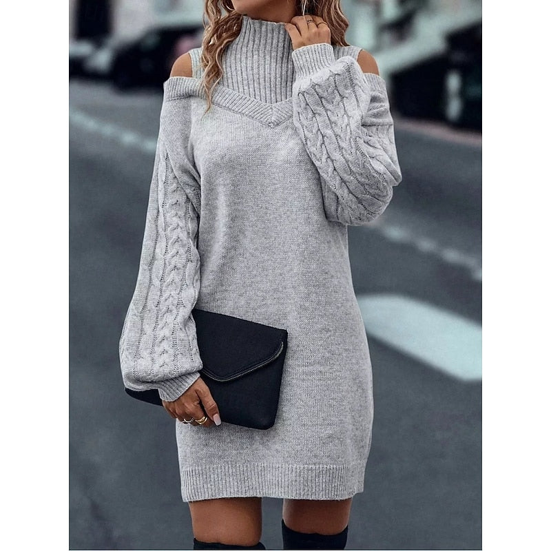 Elegantes Damen-Strickkleid für festliche Abende in Grau