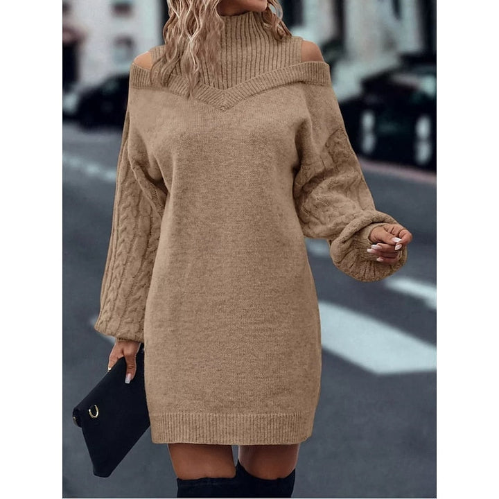 Elegantes Damen-Strickkleid für festliche Abende in Khaki