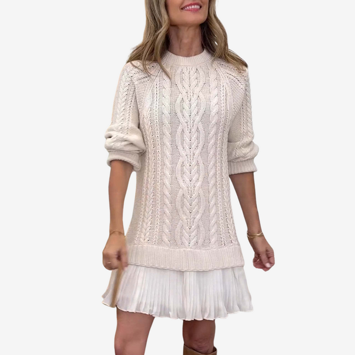 Elegantes Damen Strickkleid für festliche Herbsttage in Aprikose