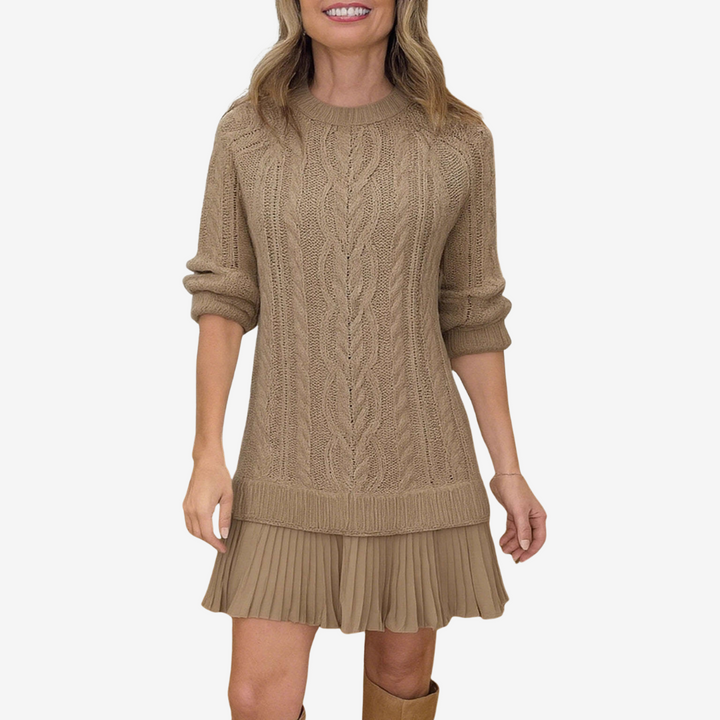 Elegantes Damen Strickkleid für festliche Herbsttage in Braun