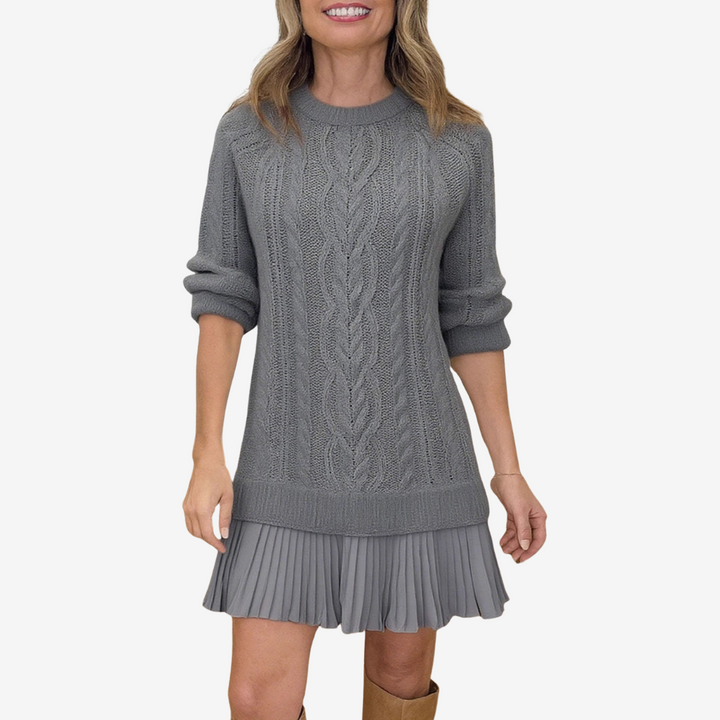 Elegantes Damen Strickkleid für festliche Herbsttage in Grau