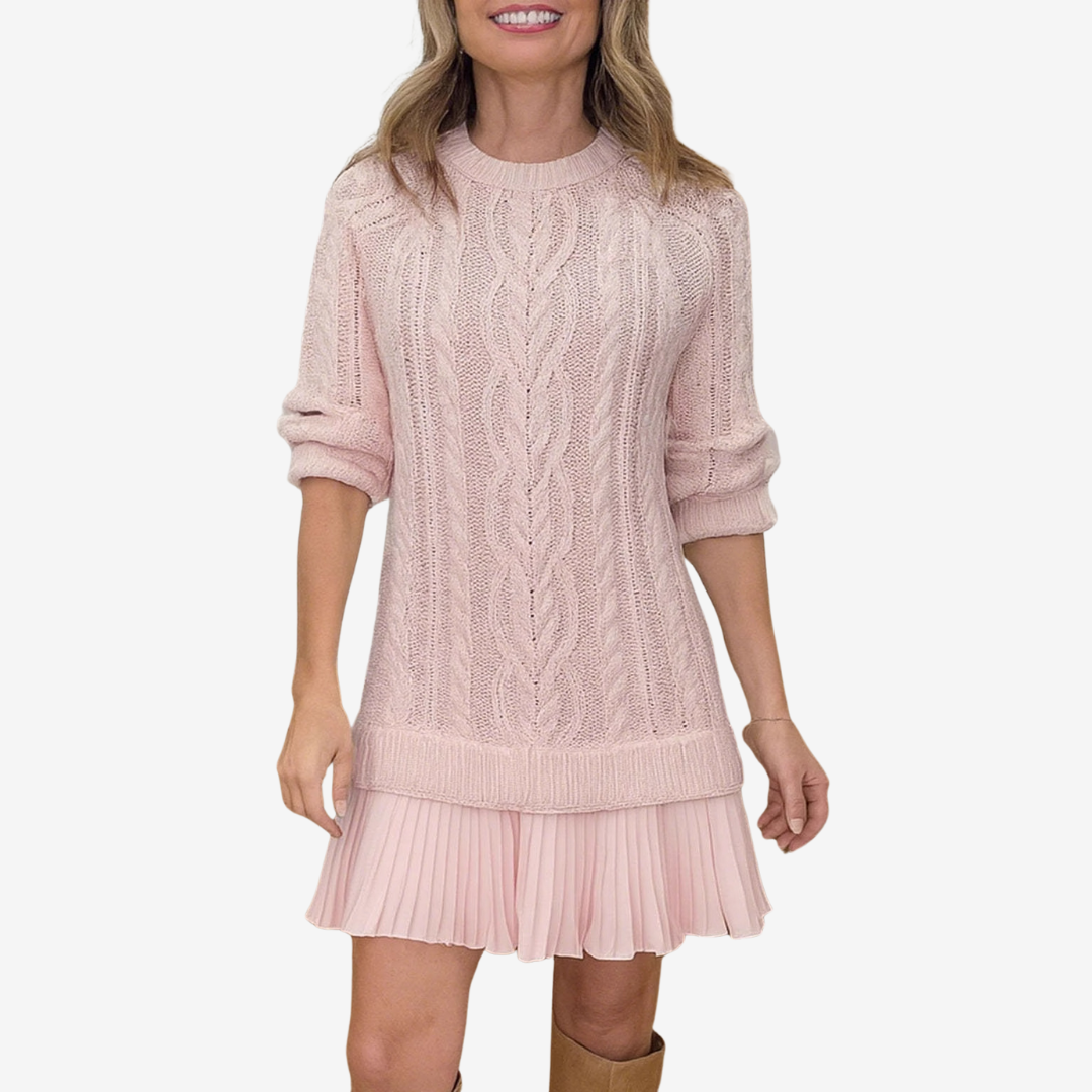 Elegantes Damen Strickkleid für festliche Herbsttage in Rosa