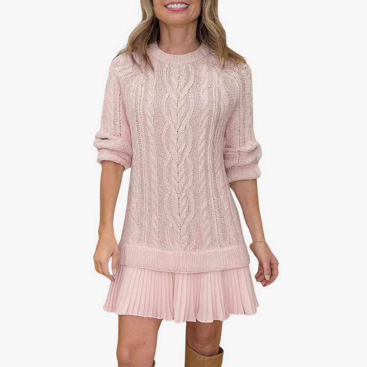 Elegantes Damen Strickkleid für festliche Herbsttage in Rosa