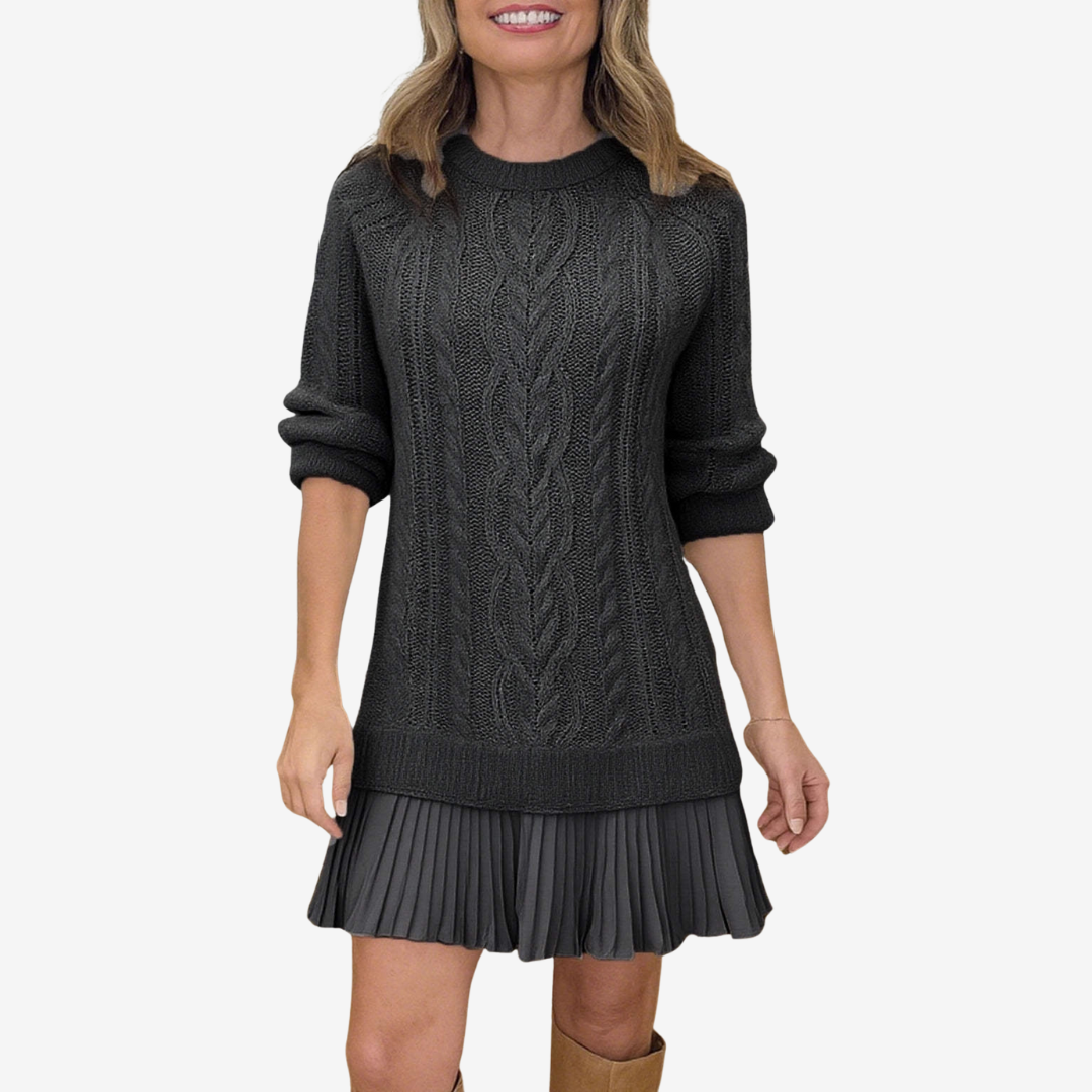 Elegantes Damen Strickkleid für festliche Herbsttage in Schwarz