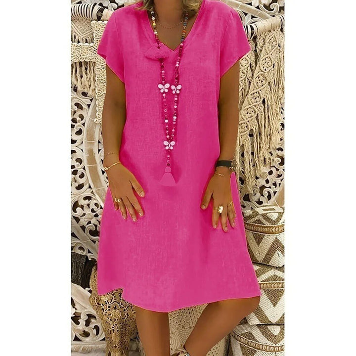 Elegantes Damenminikleid in Leinen zum Sommer in Hellrosa