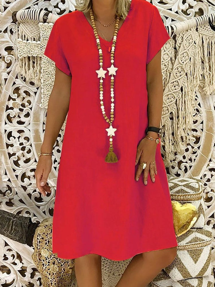 Elegantes Damenminikleid in Leinen zum Sommer in Rot