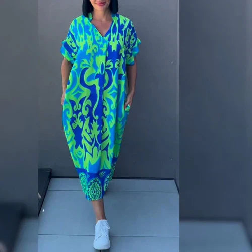 Elegantes Florales Kleid in Azurblau