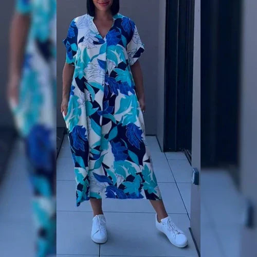 Elegantes Florales Kleid in Blau