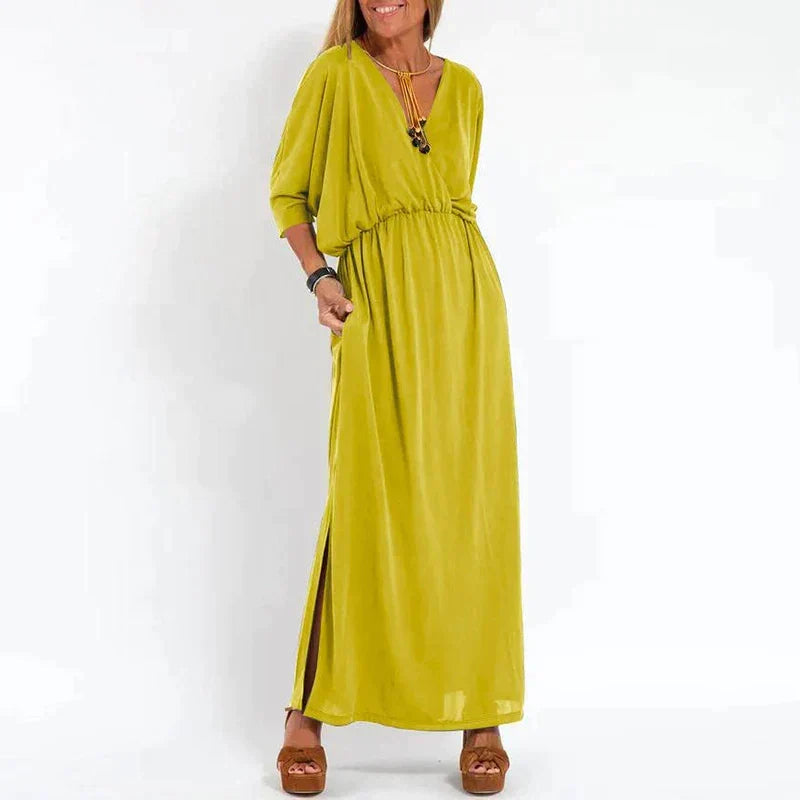 Elegantes Herbst-Maxikleid in Gelb (Fast ausverkauft)