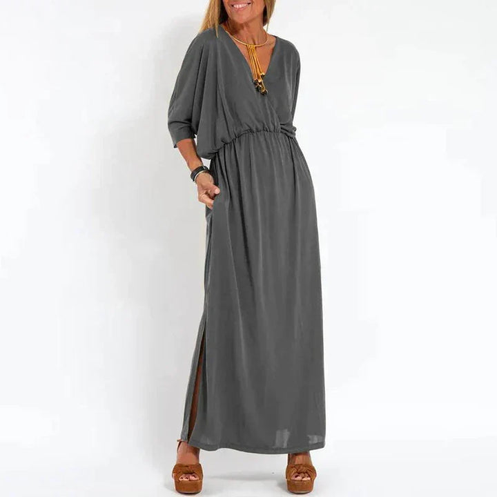 Elegantes Herbst-Maxikleid in Grau