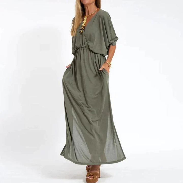 Elegantes Herbst-Maxikleid in Olivgrün (Fast ausverkauft)
