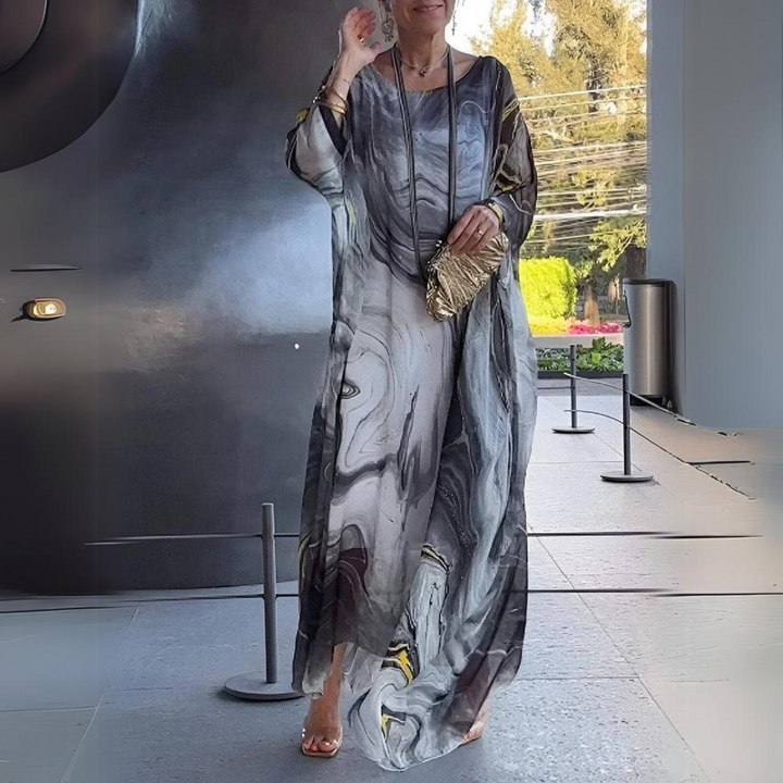 Elegantes Herbstkleid Maxi für Abende in Grau