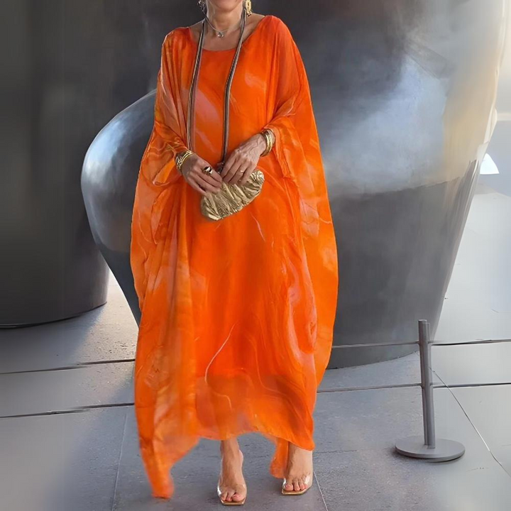 Elegantes Herbstkleid Maxi für Abende in Orange