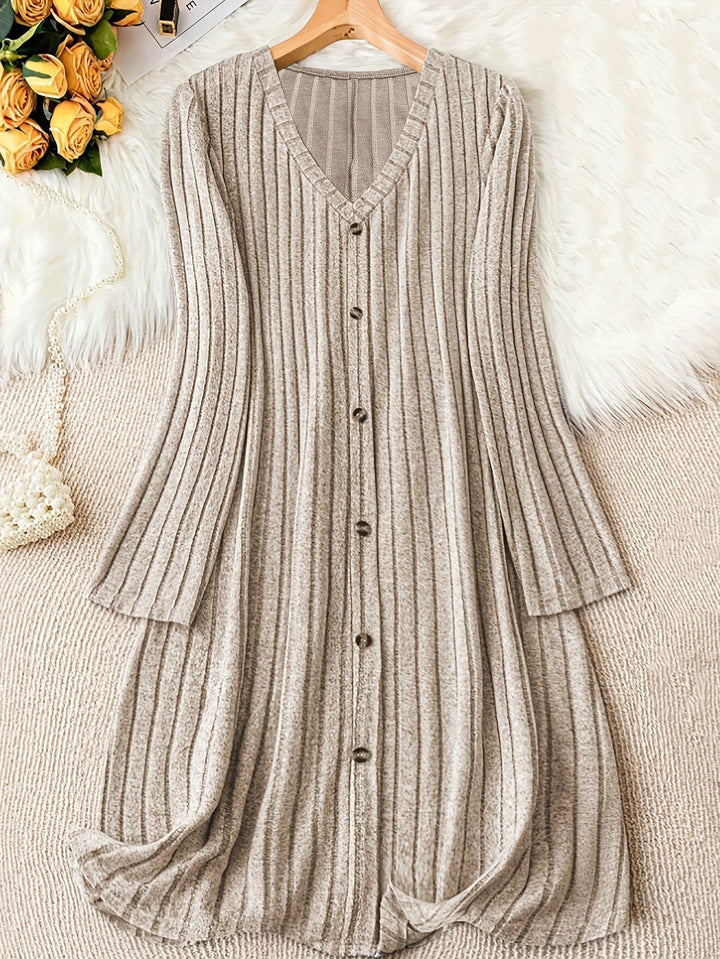 Elegantes Herbstkleid mit Komfort in Khaki