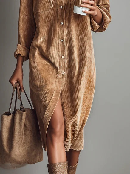 Elegantes Kleid für den Herbst mit ausgestelltem Saum (3)