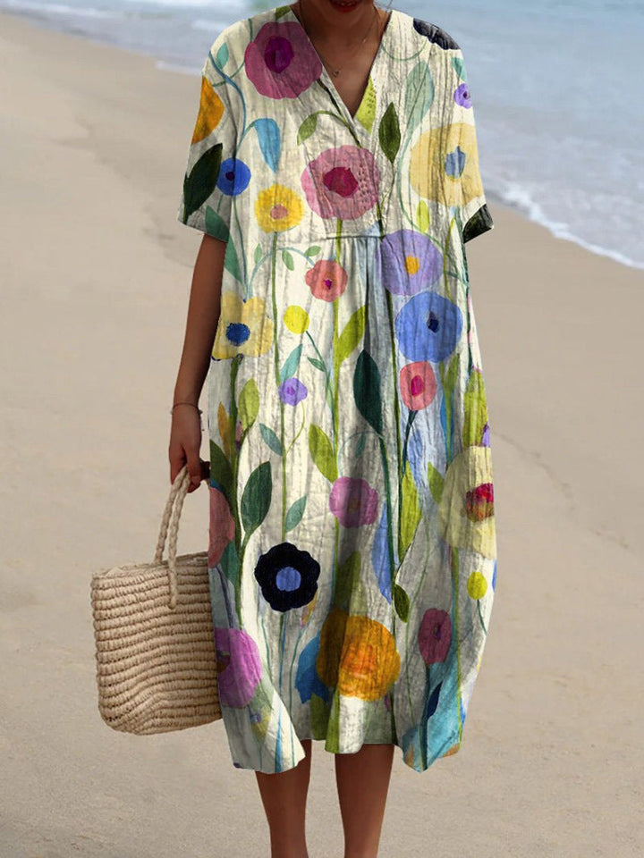Elegantes Kleid mit buntem Blumendruck in Veelkleurig gebloemd