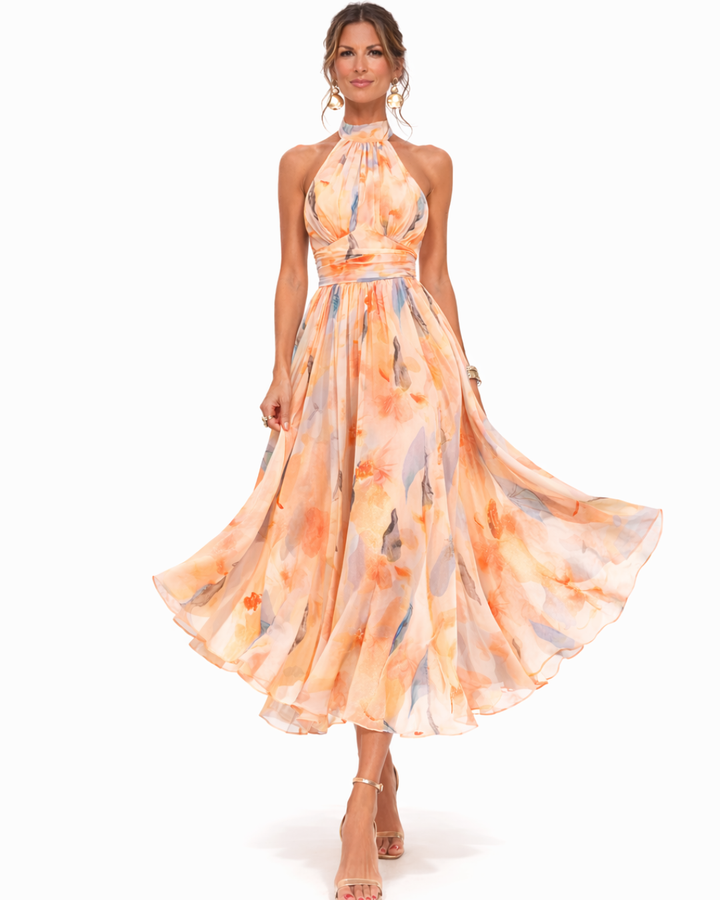 Elegantes Leinen Maxikleid im Aquarell Look (2)