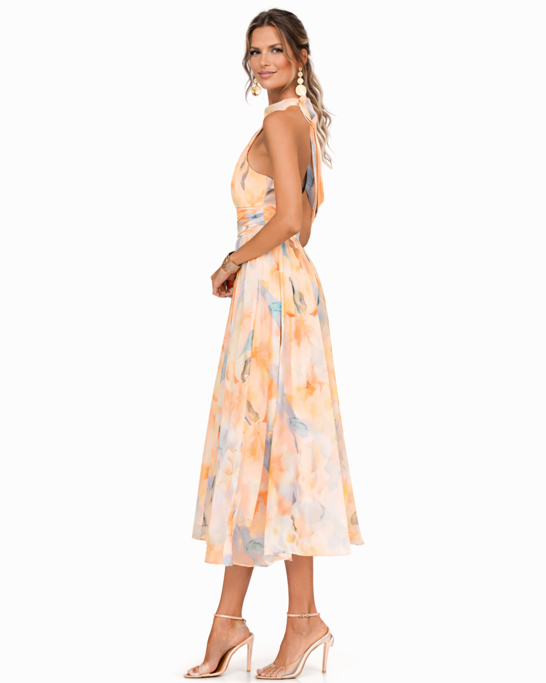 Elegantes Leinen Maxikleid im Aquarell Look (3)