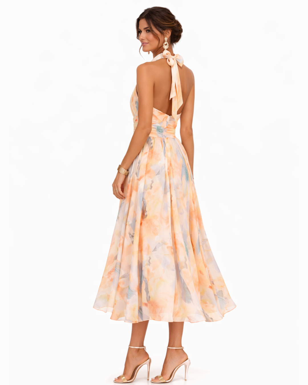 Elegantes Leinen Maxikleid im Aquarell Look (4)