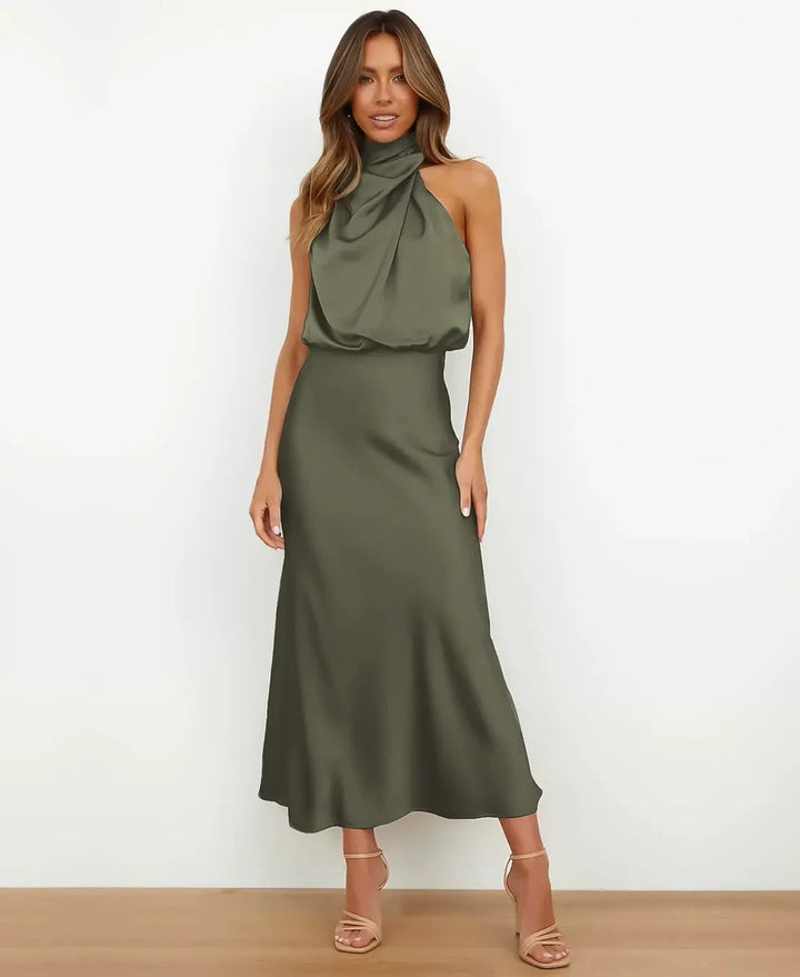 Elegantes Midikleid für Hochzeitsgäste in Grün