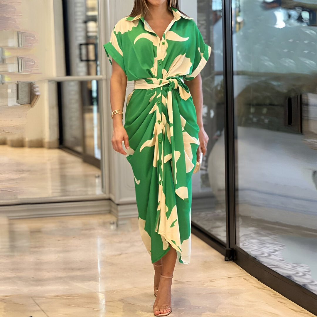 Elegantes Midikleid mit Taillenbund in Grün