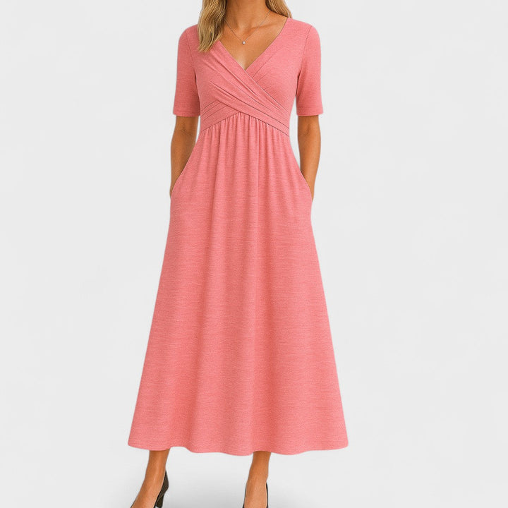 Elegantes Midikleid mit Wickeleffekt für Damen in Rosa
