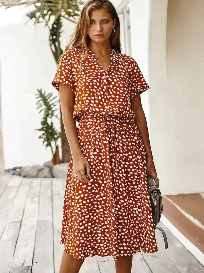 Elegantes Polka-Punkt-Kleid zum Kombinieren in Orange/Red