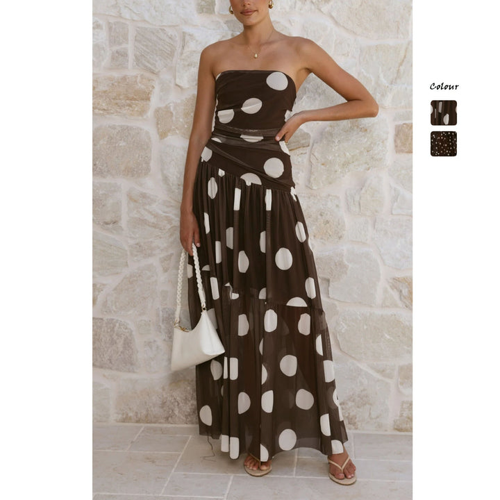 Elegantes Pünktchen-Maxikleid