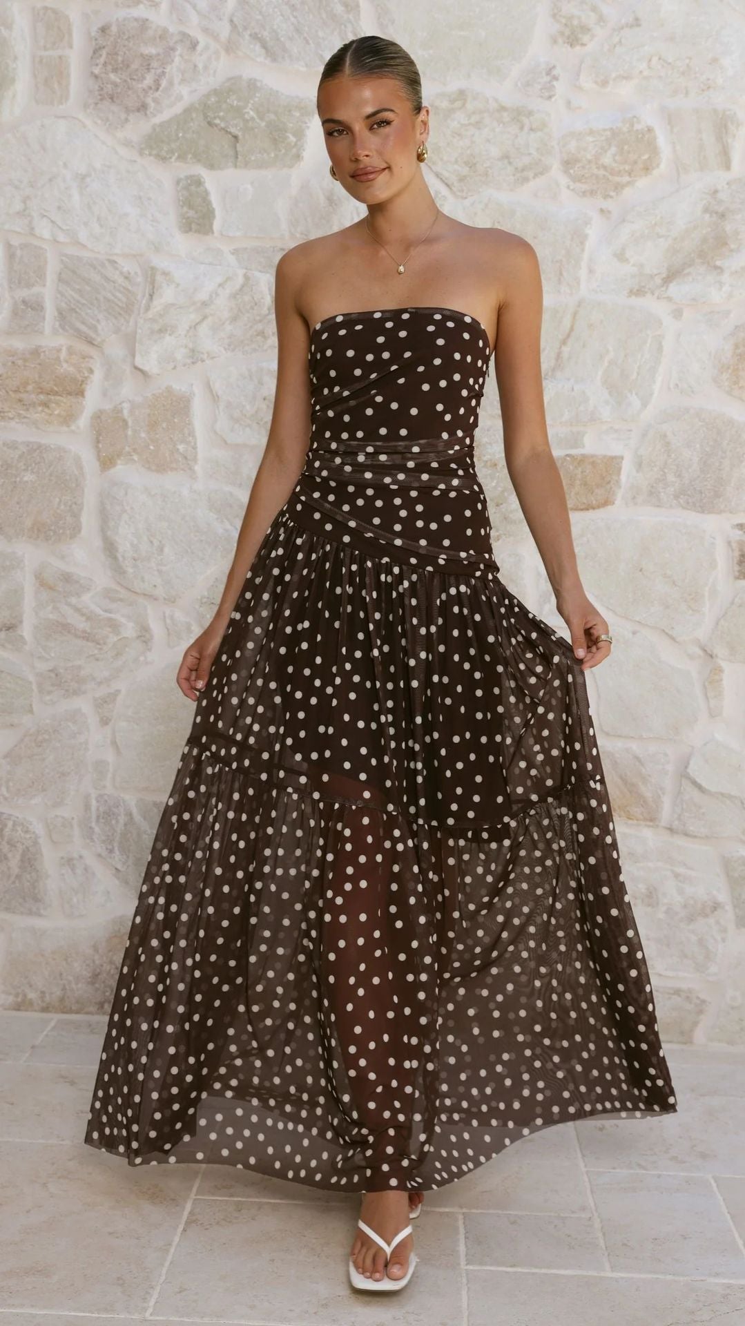 Elegantes Pünktchen-Maxikleid in Dot