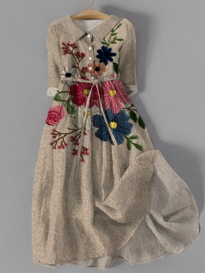 Elegantes Vintage Herbstkleid in Wie Abgebildet