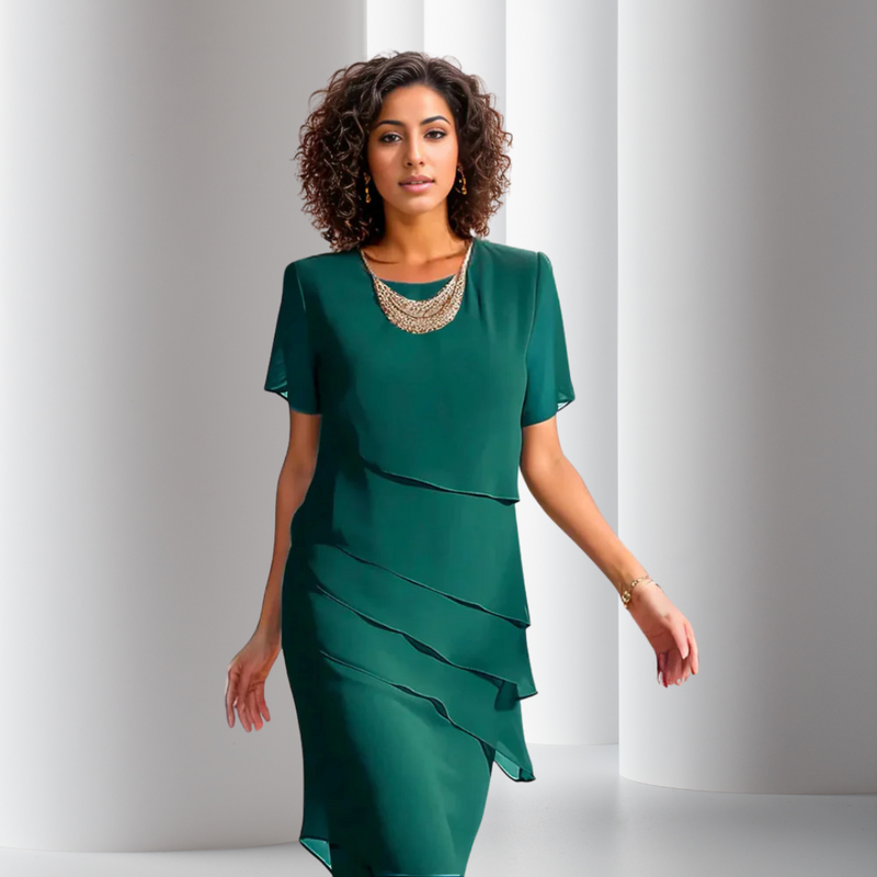 Festliches Damen Abendkleid aus Chiffon in Grün