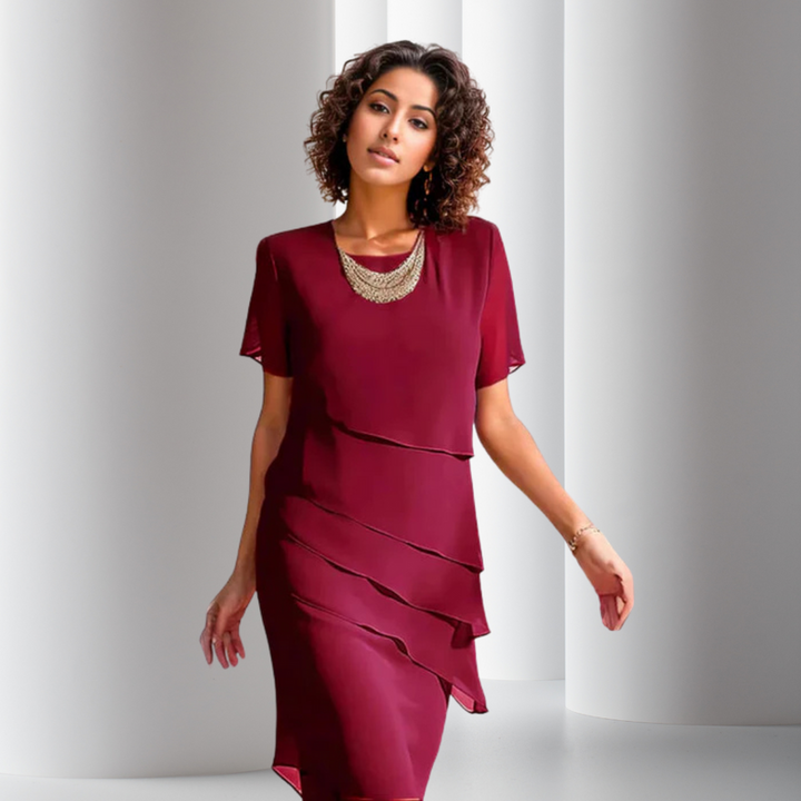 Festliches Damen Abendkleid aus Chiffon in Rot