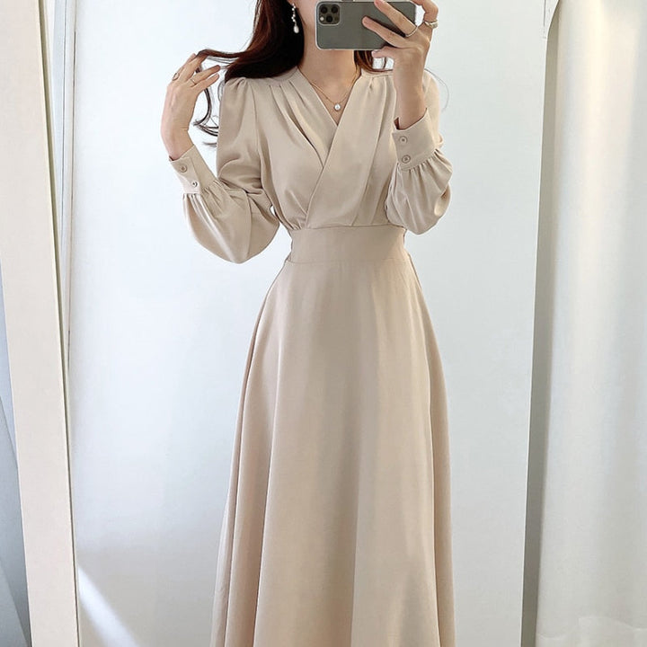 Festliches Damen Strickkleid A-Linie in Aprikose