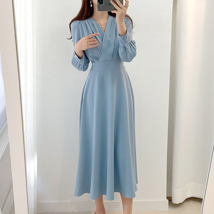 Festliches Damen Strickkleid A-Linie in Blau