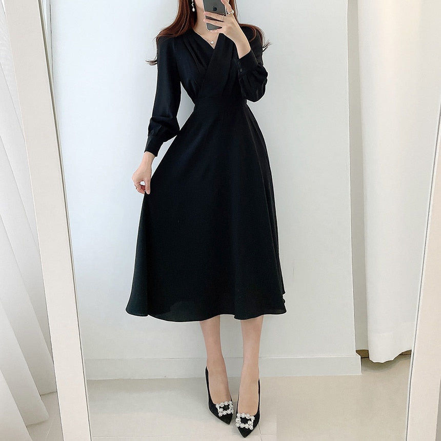 Festliches Damen Strickkleid A-Linie in Schwarz