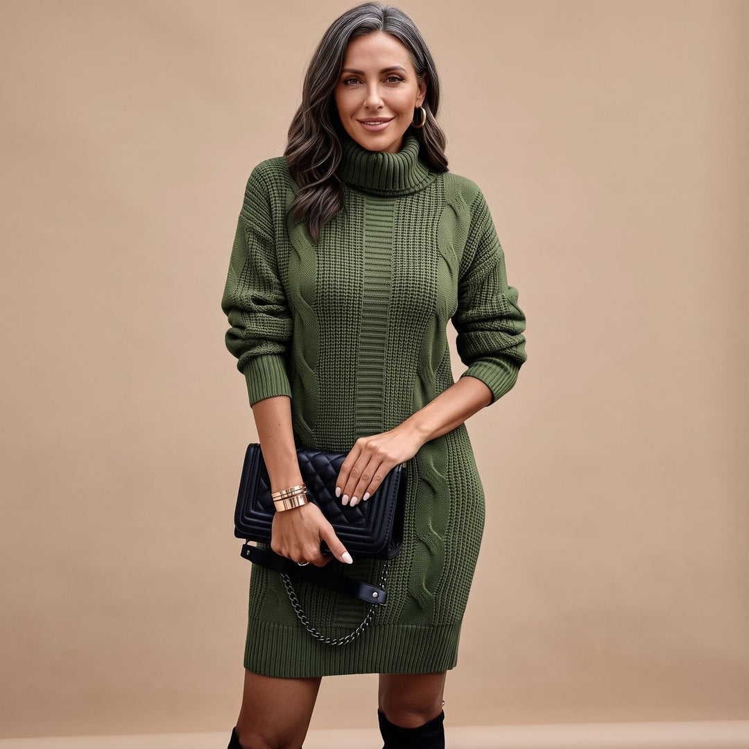 Festliches Damen Strickkleid für Hochzeitsgäste Midi in Grün