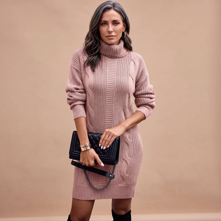 Festliches Damen Strickkleid für Hochzeitsgäste Midi in Rosa