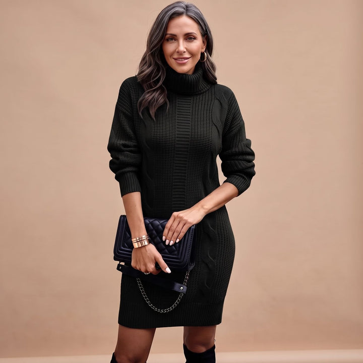 Festliches Damen Strickkleid für Hochzeitsgäste Midi in Schwarz