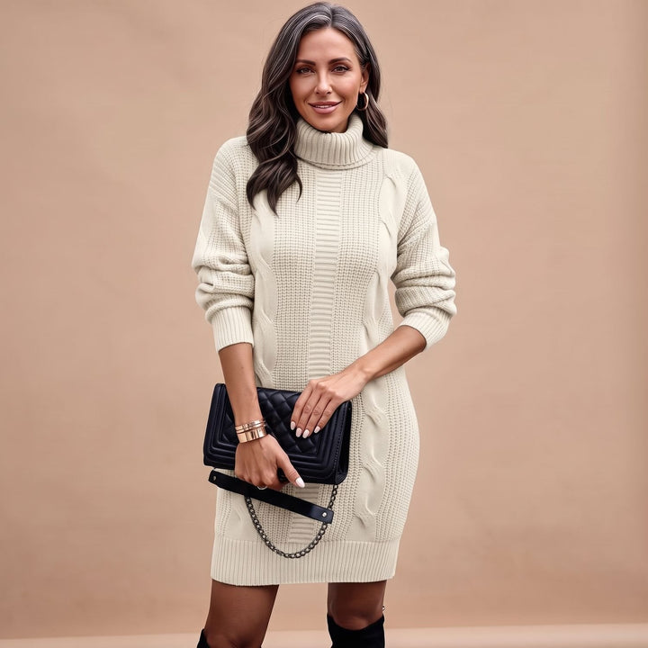 Festliches Damen Strickkleid für Hochzeitsgäste Midi in Weiß