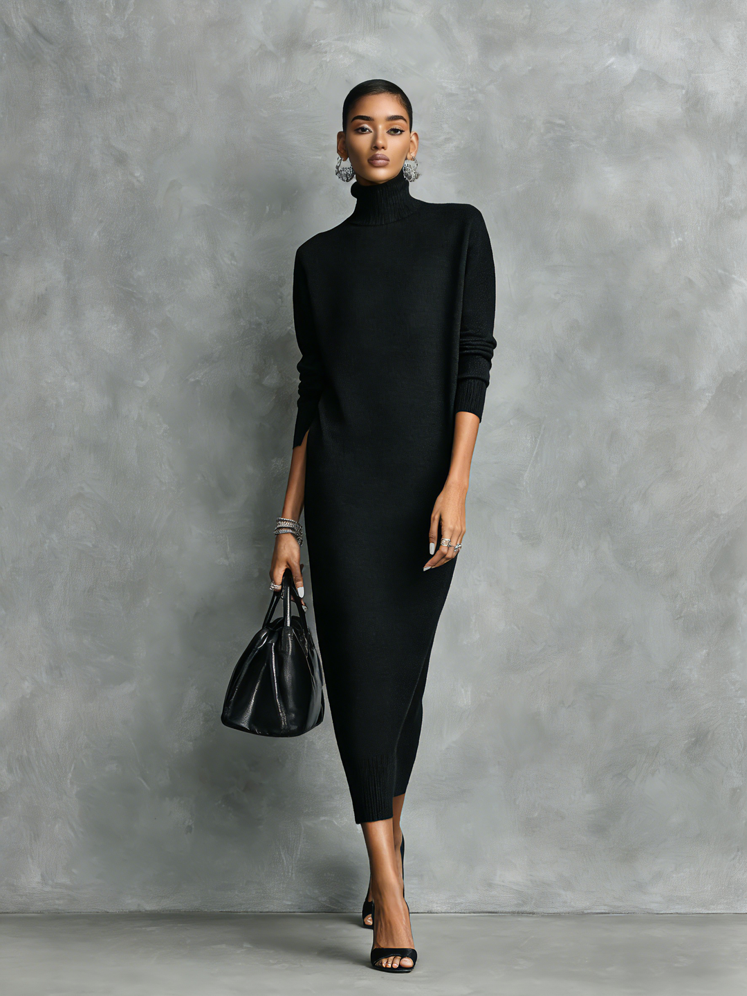 Festliches Herbstkleid Midi im klassischen Stil (5)