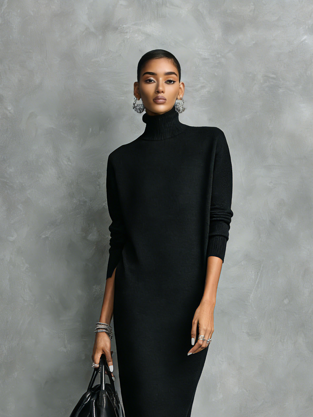 Festliches Herbstkleid Midi im klassischen Stil (6)