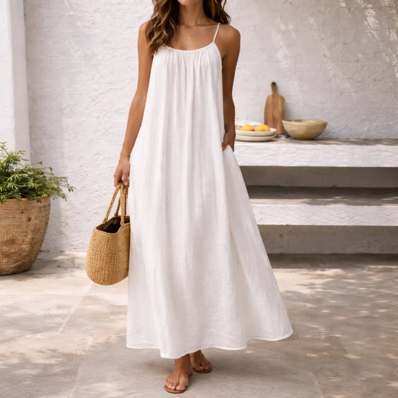 Festliches Kleid aus Leinen für Damen in Maxilänge (3)